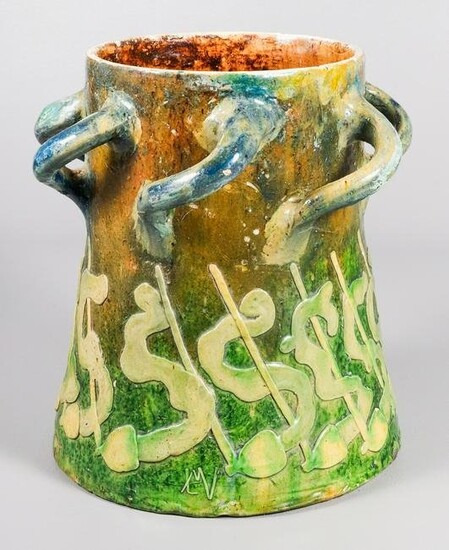 Art Nouveau Flemish Earthenware Swing Arm Vase