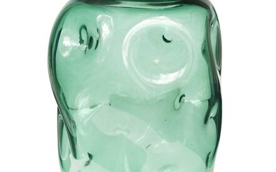Attributed to Empoli, a large hand blown green glass vase