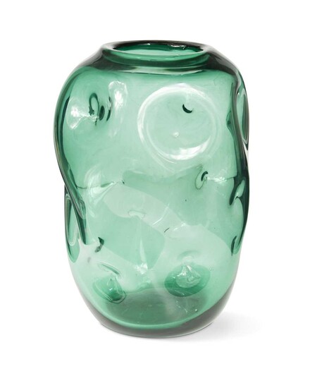 Attributed to Empoli, a large hand blown green glass vase