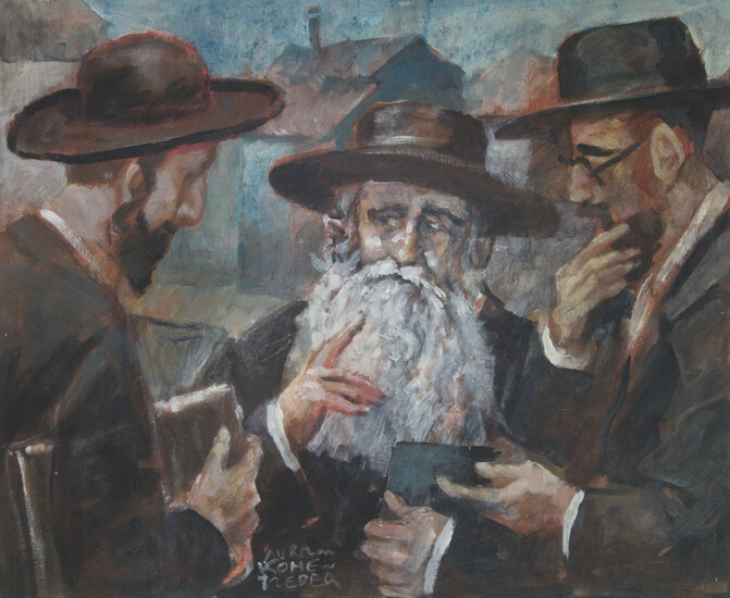 Avi Katz (American / Israeli , b.1949) - Rabbis, Oil on Canvas.