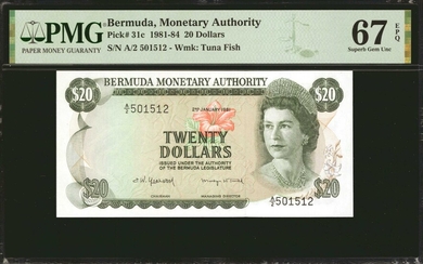 BERMUDA. Bermuda Monetary Authority. 20 Dollars, 1981-84. P-31c. PMG Superb Gem Uncirculated 67 EPQ.