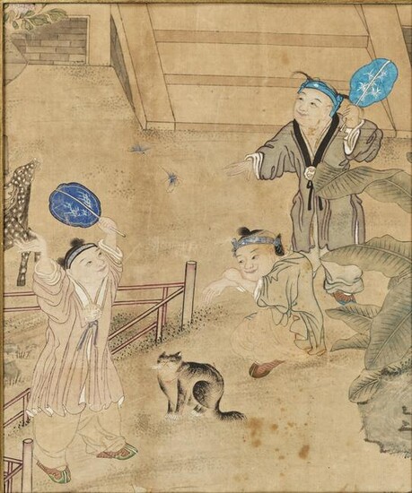 BOYS AT PLAY AND CAT', QING DYNASTY