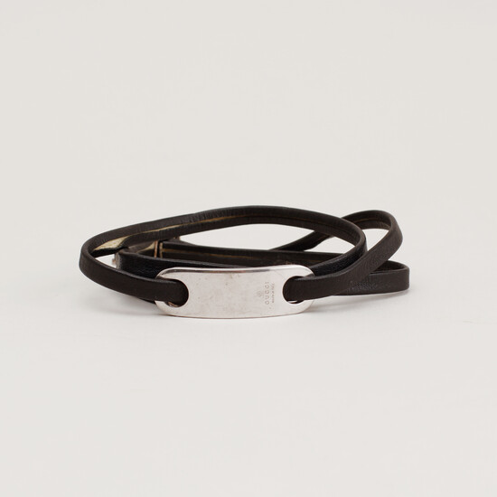 BRACELET, leather and silver, Gucci.
