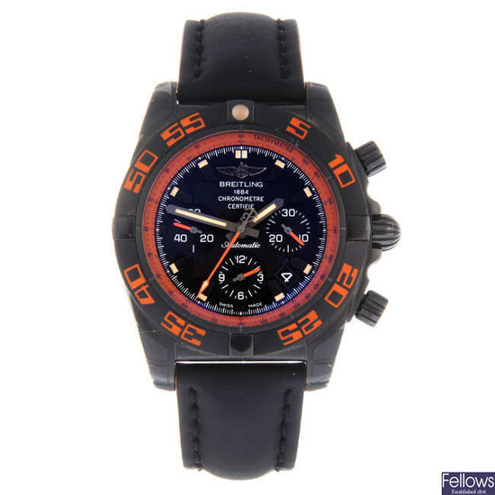 BREITLING - a gentleman's Blacksteel Chronomat 44 Raven chronograph wrist watch.