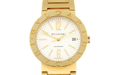 BULGARI - an 18ct yellow gold Diagono bracelet watch, 38mm.