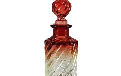Baccarat Crystal Perfume Bottle Flacon, shaded Rose Tiente / cranberry 19th Cen