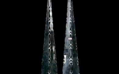 Baccarat, Near Pair of Scalloped Crystal Obelisks