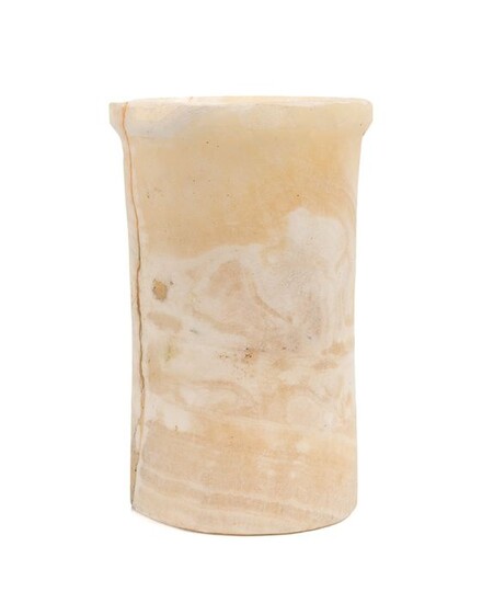 Bactrian Alabaster Cylindrical vase - 12×7.5×7.5 cm - (1)