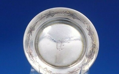 Bailey and Co Coin Silver Butter Pat Gold-Washed Engraved Ivy 2 7/8"