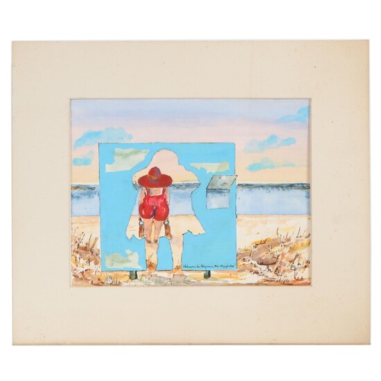 Beach Scene Watercolor Painting "Welcome to Aripeka," 1993