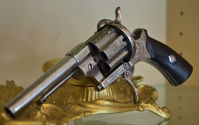 Belgium - 1840/1850 - Rare revolver 9mm entièrement ciselé, LEFAUCHEUX (EL) - canon cannelé - travail minutieux et très - Modèle luxueux et rare. Nettoyer et prêt à tirer. Collectionneur de belles armes de haute qualité ! - Revolver - 9mm Cal