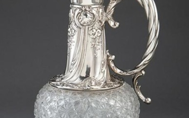 Belle Epoque .800 Silver-Mounted-Glass Claret Jug