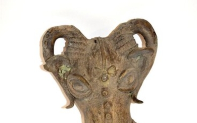 Benin Style Bronze Cow Skull