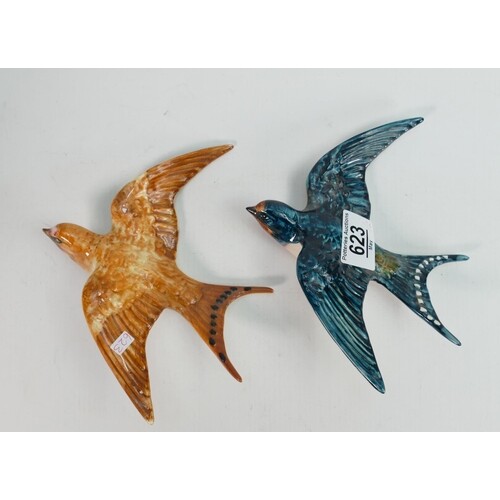 Beswick swallow wall plaques 757-1: one in early brown colou...