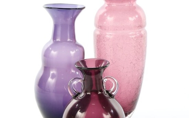 Blenko and Other Handblown Purple Art Glass Vases