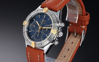 Breitling 'Callisto'. NOS men's steel chronograph with blue dial, 1990s