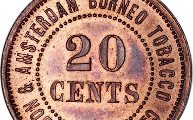 British North Borneo: London and Amsterdam Borneo Tobacco Company Limited, 20 cents, copper pro...