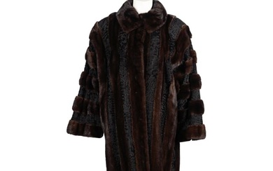 Brown and Black Full Length Fur Coat