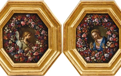 Brueghel, Abraham & Carlo Maratta (Attrib.): Pendants mit Verkündigung an Maria