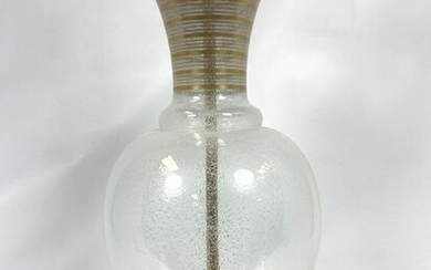 Bubble Glass Vase Form Table Lamp. Gilt line paint trim