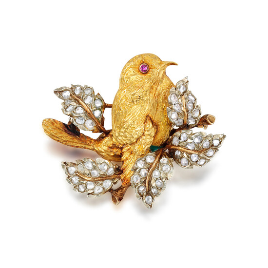 Buccellati, A Diamond, Ruby, and Bi-Colored Gold Brooch