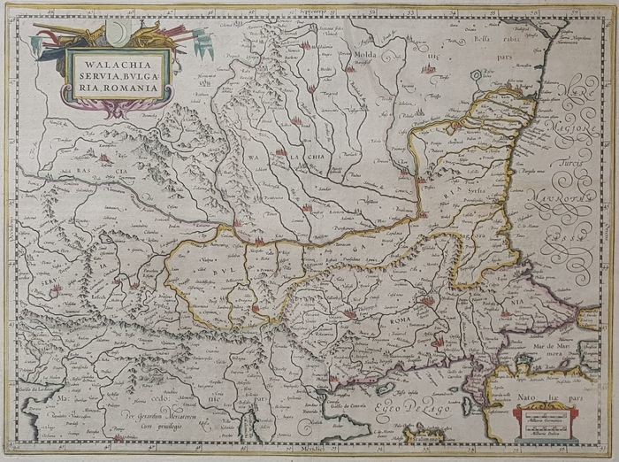 Bulgaria, Roemenië, Servië, Macedonië; J Janssonius - Walachia Servia, Bulgaria, Romania - ca. 1652