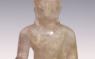 CARVED QUARTZ FIGURE OF THE SEATED BUDDHA