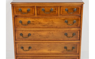 CHEST, Georgian style yewwood with seven drawers and further...