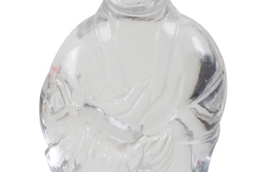 CHINESE ROCK CRYSTAL FIGURE OF STANDING BUDDHA Height of mineral: 7 3/4 in. (19.7 cm.)