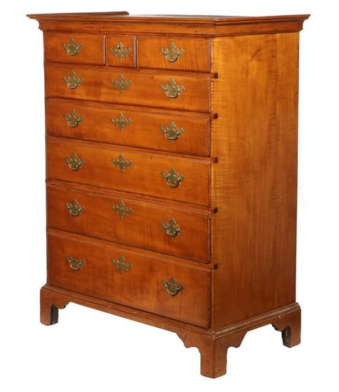 CHIPPENDALE TIGER MAPLE CHEST