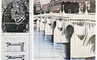 CHRISTO (CHRISTO VLADIMIROFF JAVACHEFF) Le Pont Neuf.- Salon de Mai Espace Pierre Cardin. 1981. The Pont Neuf Paris.