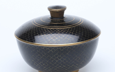 CLOISONNÈ, bowl with lid, enamel, China.