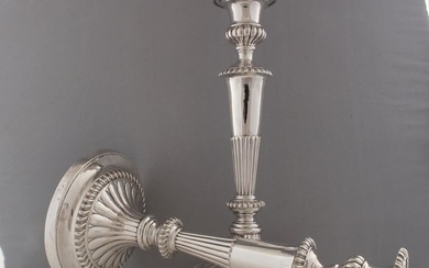 Candlestick, A Pair of George III Candlesticks, 29.5 cm (2) - .925 silver, Silver - John Roberts & Co, Sheffield - England - 1813