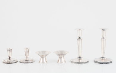 Candlesticks, 3 pairs, silver, including Ceson, Gothenburg 1987