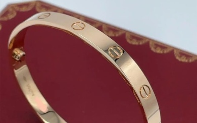 Cartier Love 18k Rose Gold Bracelet Size 18