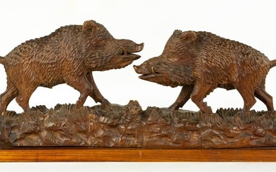 Carved Black Forest of Wild Boars