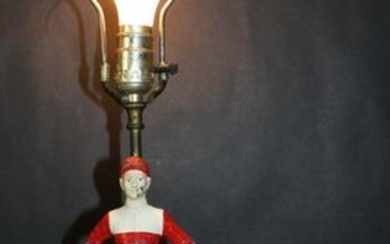 Cast iron jockey figure mounted as a lamp