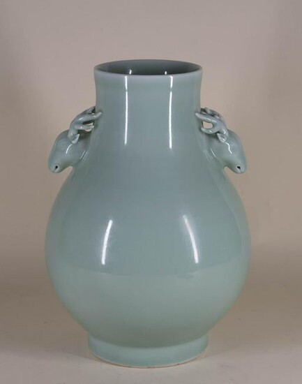 Celadon Porcelain 'Stag's Head' Baluster Vase