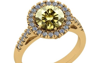 Certified 2.25 Ctw SI1/SI2 Natural Light Fancy Yellow And White Diamond 14K Yellow Gold Anniversary