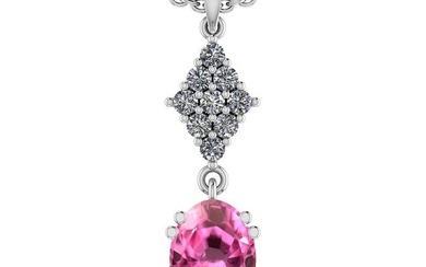 Certified 2.36 Ctw VS/SI1 Pink Sapphire And Diamond 14K White Gold Pendant Necklace