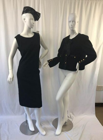 Chanel Black Wool Jersey Dress and Cropped Jacket