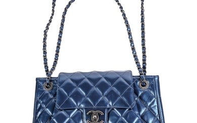 Chanel Italian Blue Quilted Leather Accordion Bag