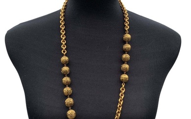Chanel - Vintage 1980s Gold Metal Chain Necklace with Metal Beads - Necklace