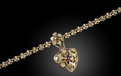 Charles Daniel Broughton, a Victorian garnet-set gold necklace
