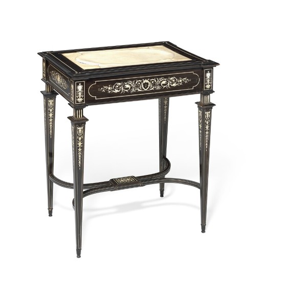 Charles-Guillaume Diehl: A French ebony dressing table.‘Exposition de Vienne 1873, Diehl, Rue Michel Le Comté 19, Paris’. H. 75 cm. L. 64 cm. W. 47 cm.