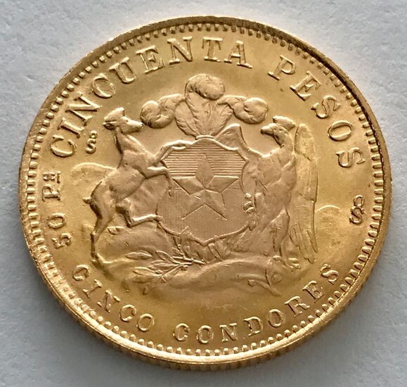 Chile - 50 Peso 1968 - Cinco Condores - Gold