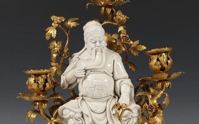 China, Blanc-de-Chine figure of Guandi 18th-19th century, mounted...