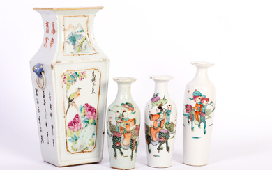 Chinese 3 porcelain bottles and a vase. Republic period or earlier