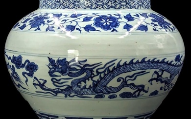 Chinese Blue And White Porcelain Planter, Decorated With Flowers And...