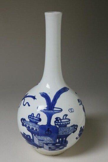 Chinese Blue and White "Hundred Antiques" Bottle Vase